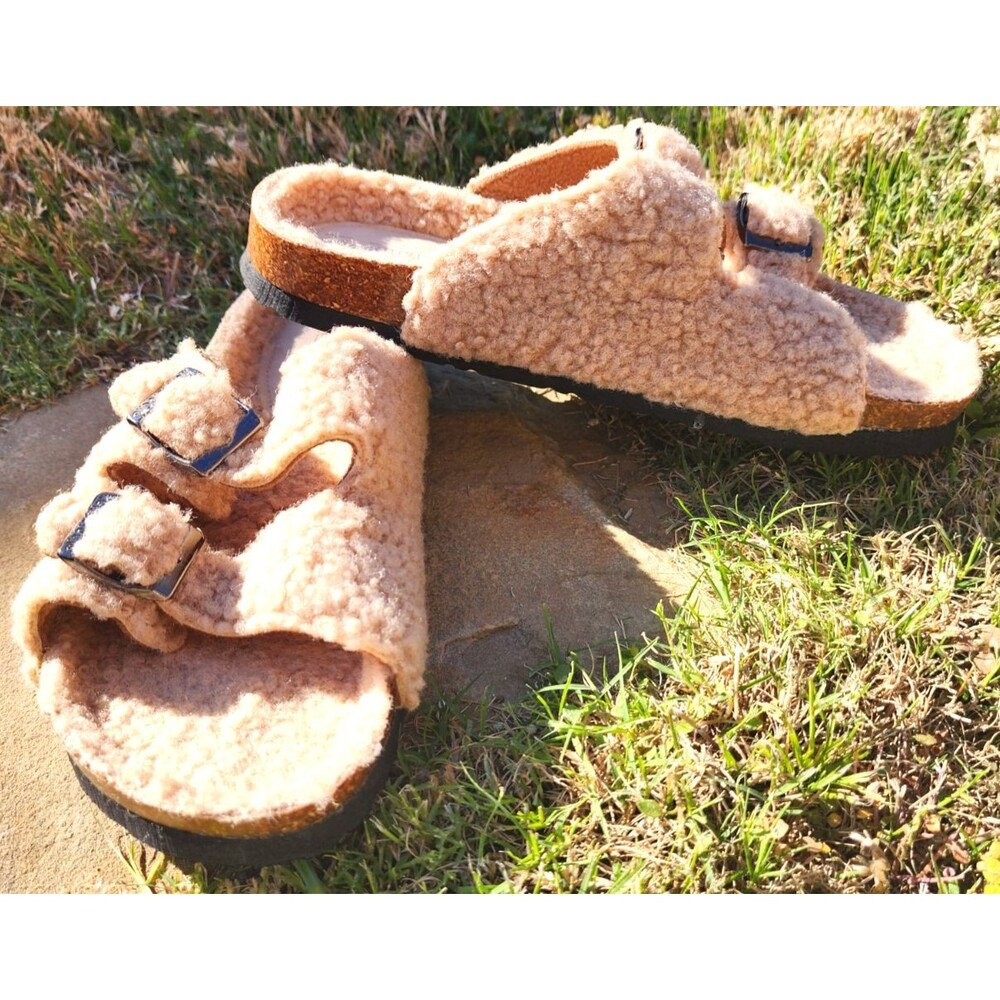 Girls Plush Faux Fur House Slippers Ruizu Size 9.5 Warm Winter Home Sandals
